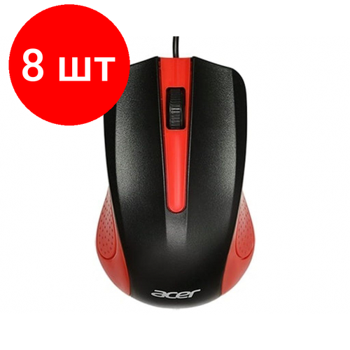 Комплект 8 штук Мышь компьютерная Acer OMW012 черныйкрасный 253700₽