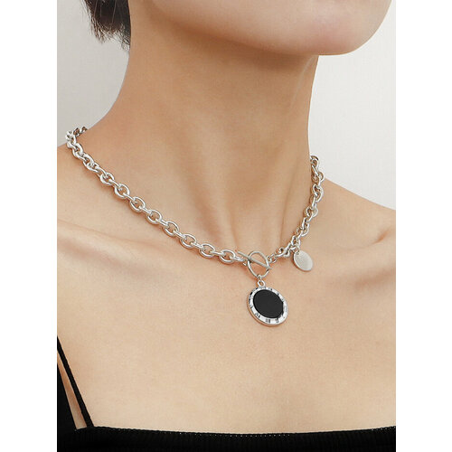 Колье FLORANSE, длина 48 см, серебряный, черный
