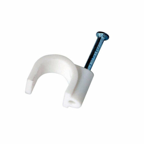 Скоба для крепления кабеля круглая 9мм 50 штук белая 422₽