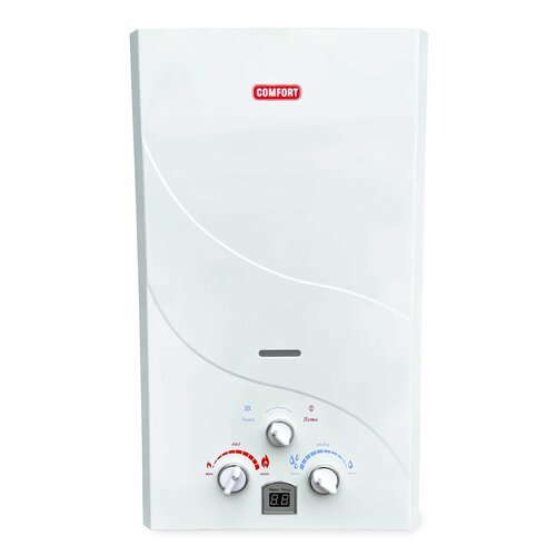 Газовый водонагреватель COMFORT модель 12 дымоходная белый цвет панели с дисплеем 1399900₽