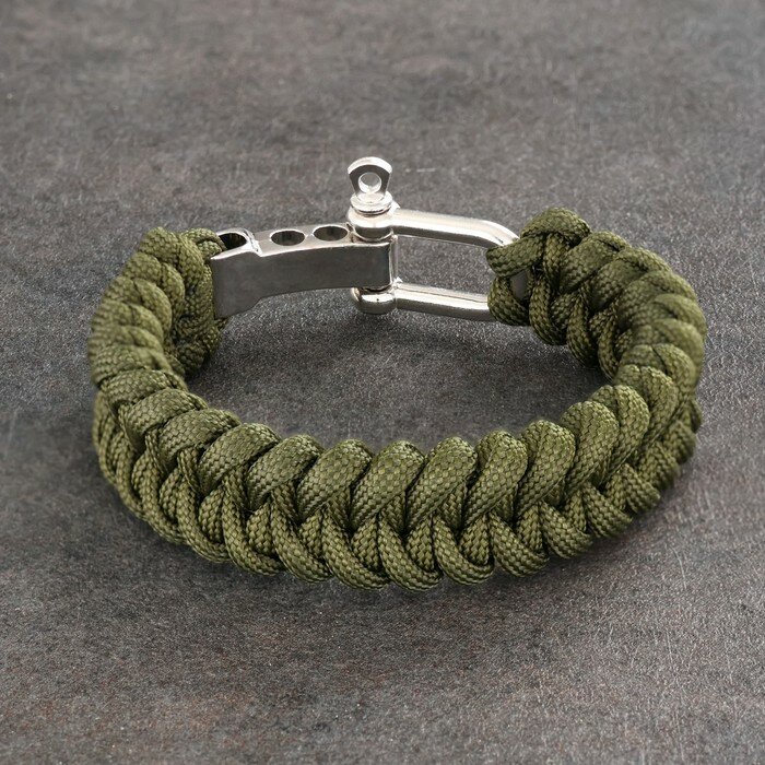 фото Браслет-паракорд с металлической застежкой 23см, паракорд 3 м, хаки 10114687
