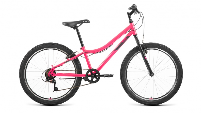 Велосипед ALTAIR MTB HT 24 1.0 (24" 6 ск. рост. 12") 2022, розовый/серый, IBK22AL24092