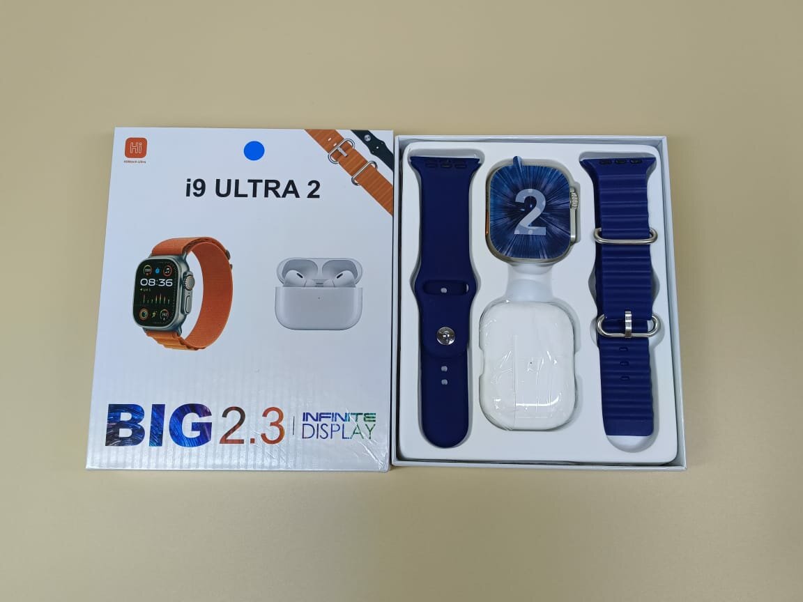 Ультра умные часы I9 Ultra Smart Watch с беспроводными наушниками Big 2.3 синий