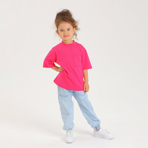 фото Футболка веселый малыш, размер 134, розовый