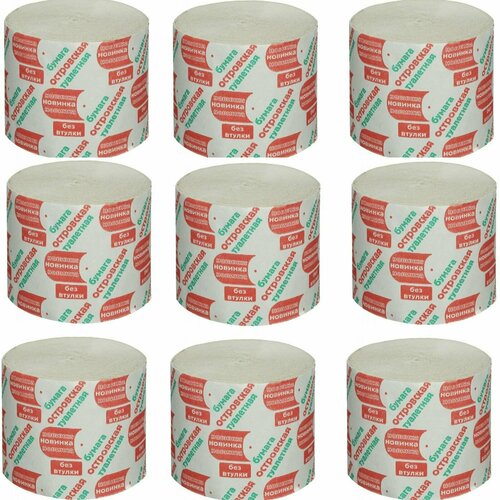 Островская Бумага туалетная Новинка, 1 слой, без втулки, 9 штук