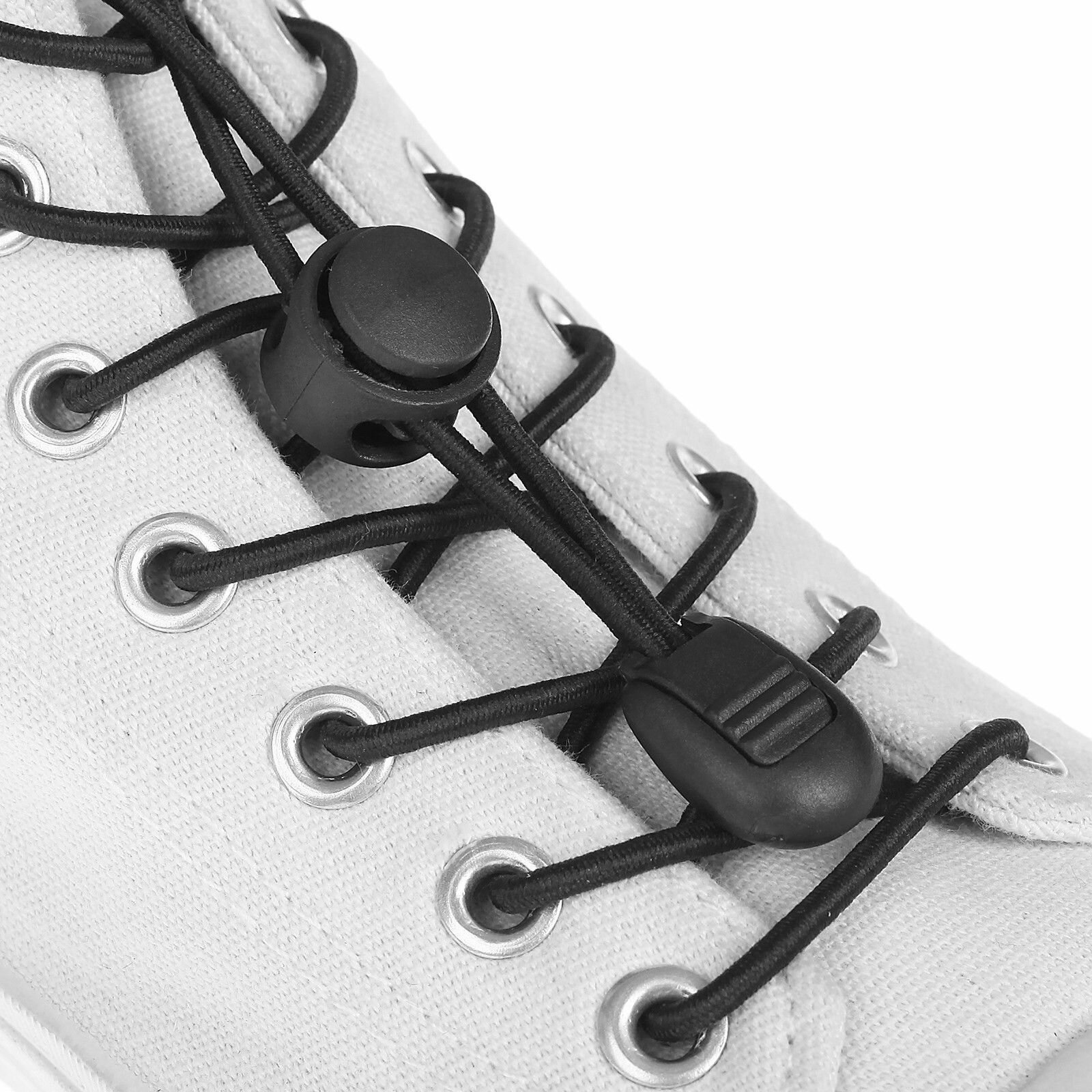 Шнурки резинки с фиксатором для обуви черные