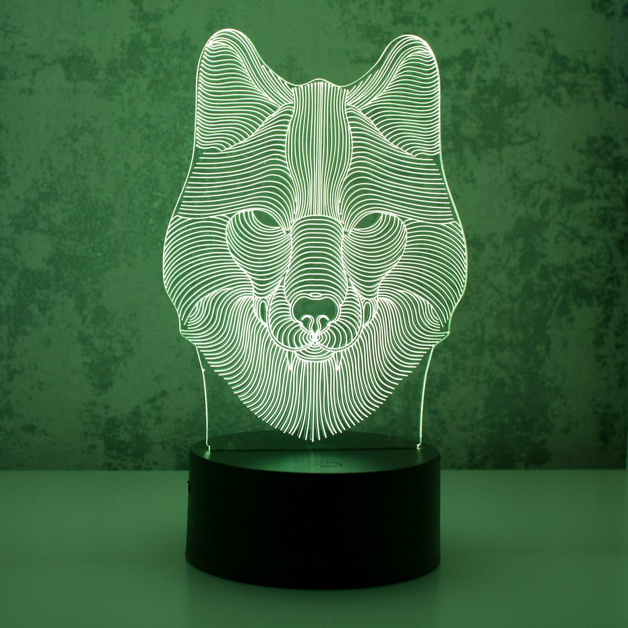 3D ночник детский светодиодный Волк старт, декоративный светильник, RGB 7 режимов работы