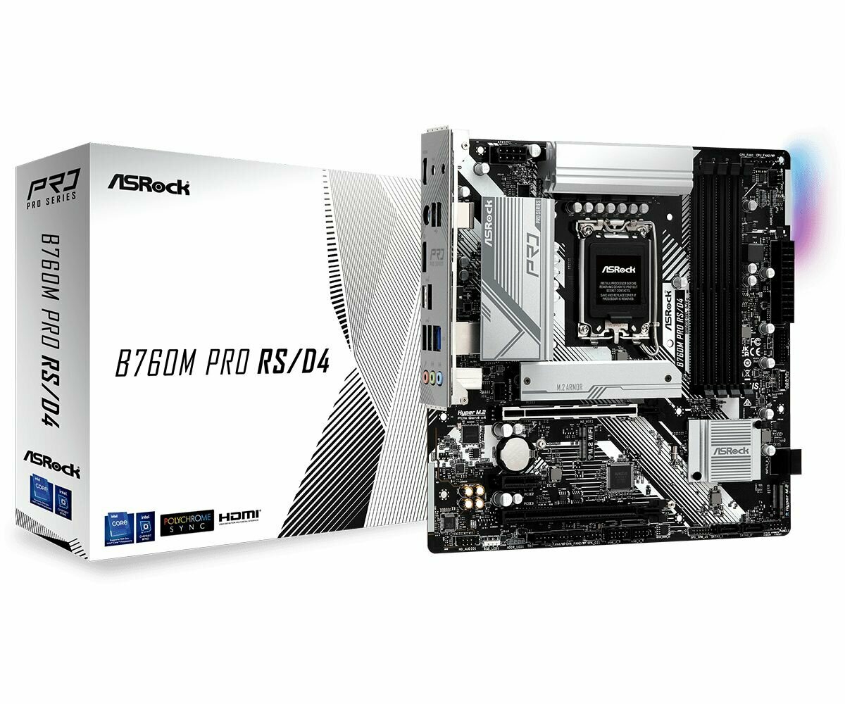 Материнская плата Asrock B760M PRO RS/D4 (LGA1700, mATX)