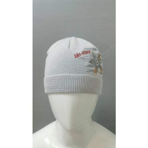 фото Шапка бини мегашапка, размер 46-48, серый