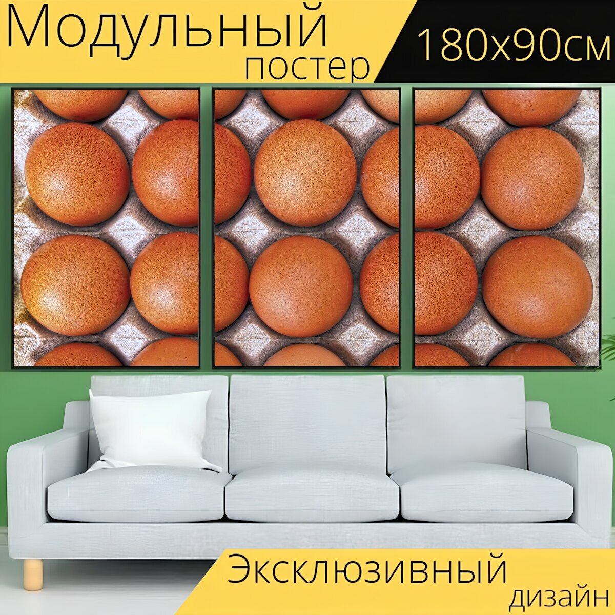 Модульный постер "Яйца, ассортимент яиц, свободные яйца" 180 x 90 см. для интерьера