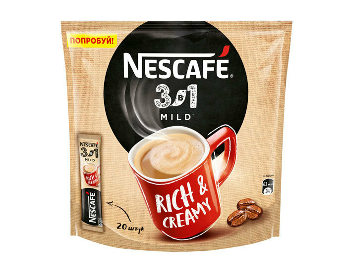 Кофе растворимый Nescafe Classic мягкий 3 в 1, 20 стиков (Нескафе)