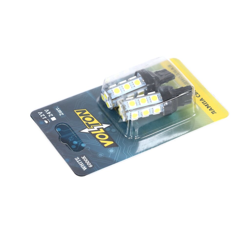 Лампа светодиодная T20 ( T050B) (W3*16D) 12V 18SMD 5050, 1 контакт блис. 2 шт. "VOLTON"