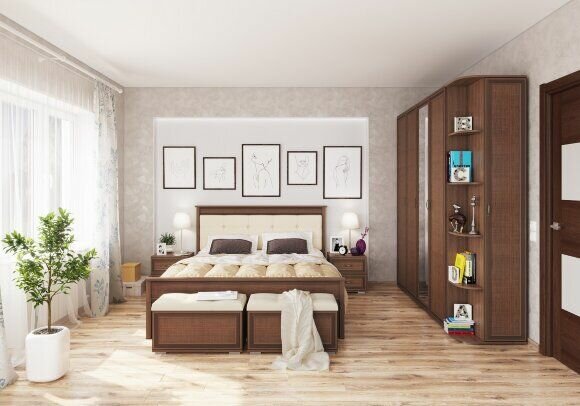 фото Гостиная Ливорно Угловой стеллаж ЛШ-10 орех донской