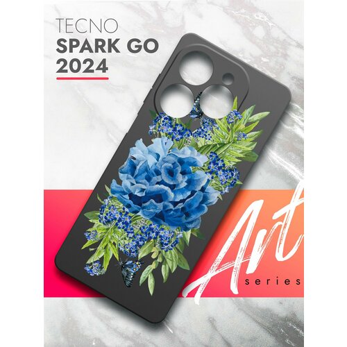 Чехол на Tecno Spark Go 2024 (Техно Спарк Гоу 2024) черный матовый силиконовый с защитой (бортиком) вокруг камер, Brozo (принт) Синий Колокольчик чехол для tecno spark 20c go 2024 pop 8 4g чехол для техно спарк 20 си техно спарк го 2024 техно поп 8 4 джи df tcase 34 black art1054