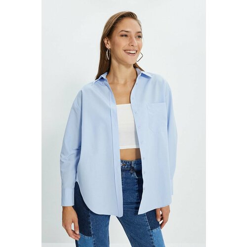 фото Рубашка trendyol, размер 46, синий
