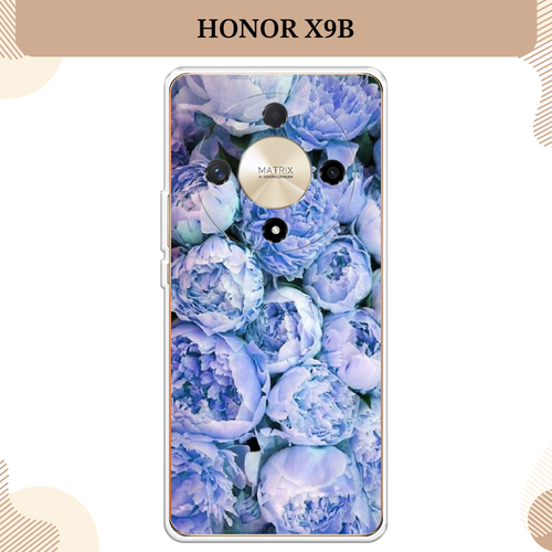 Силиконовый чехол Пионы голубые на Honor X9B / Хонор X9B силиконовый чехол на honor x9b хонор x9b пыльно розовые пионы