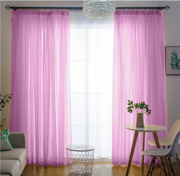 фото Тюль для комнаты - 2 цветных и 1 белый ТУ-З-1 (выс. 250см х шир. 900 см) цвет розовый