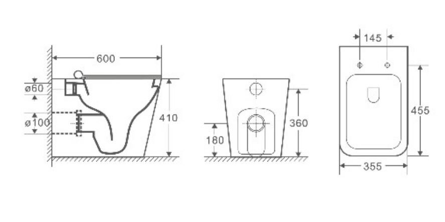 Комплект 3 в 1 смывной бачок скрытого монтажа Enio Tecnico + Приставной унитаз WeltWasser Gelbach 002 MT-BL черный + кнопка белая Quadro - фото №6