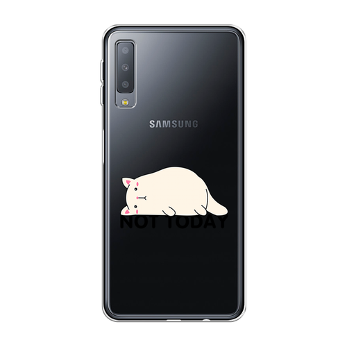 Силиконовый чехол на Samsung Galaxy A7 2018 / Самсунг Галакси A7 2018 Cat not today, прозрачный силиконовый чехол красный карбон на samsung galaxy a7 2018 самсунг галакси a7 2018