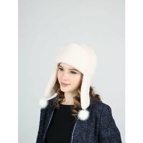 фото Шапка ушанка меховой век, размер 55-57, белый