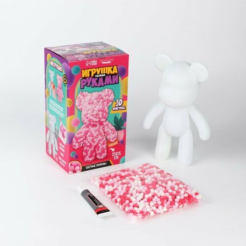 Игрушка помпонами Медведь белый розовый 2191₽