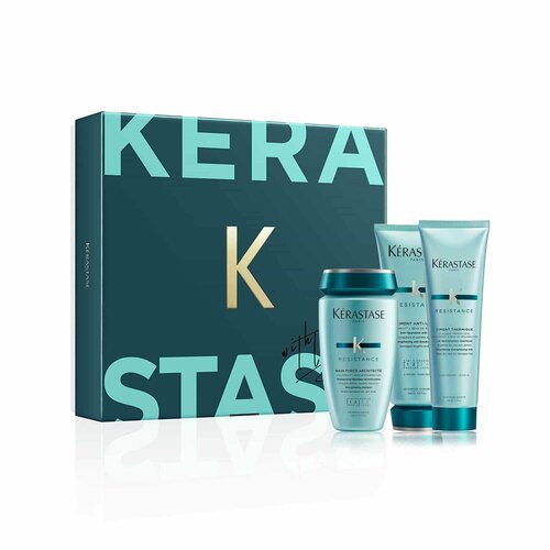 Подарочный набор: шампунь-ванна, молочко, уход - Kerastase Resistance Fondant Holidays 600 ml подарочный набор шампунь ванна молочко уход kerastase resistance fondant holidays 600 ml