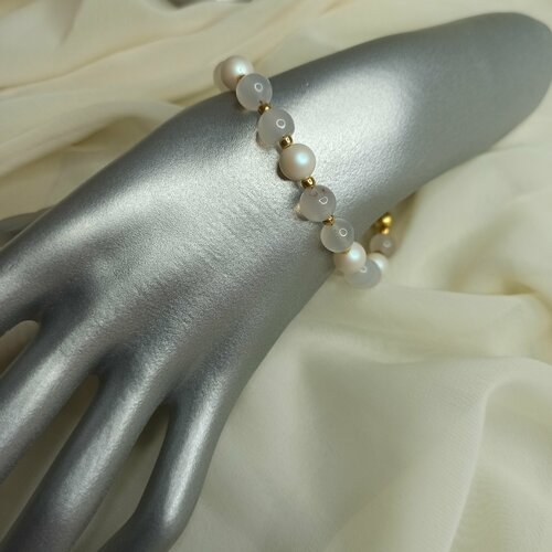 фото Браслет, золотой, белый malichet