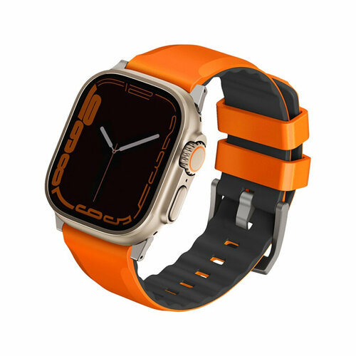 Ремень силиконовый Uniq LINUS AIROSOFT SILICONE для Apple Watch 49/45/44/42, цвет оранжевый (VOLT ORANGE) geschke linus das loft