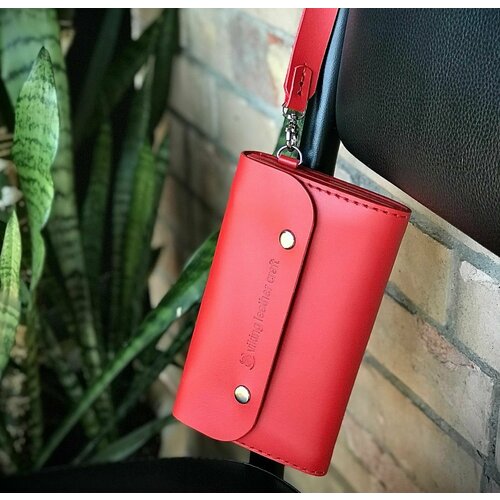 фото Кошелек viking leather craft, фактура гладкая, красный