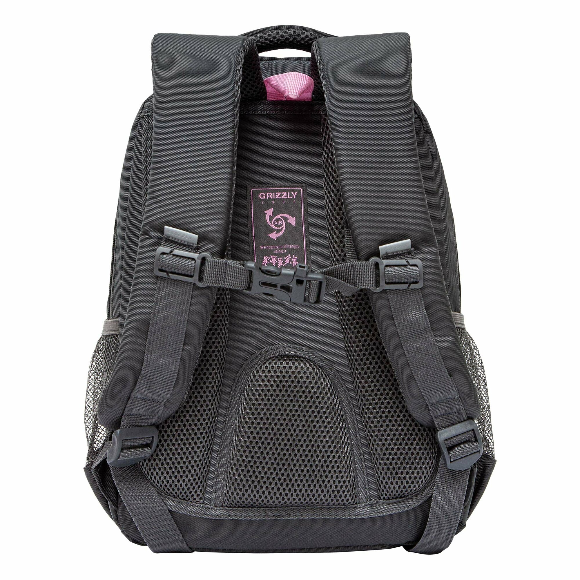 Рюкзак школьный GRIZZLY с карманом для ноутбука 13", анатомической спинкой, тремя отделениями, для девочки RG-461-1/3