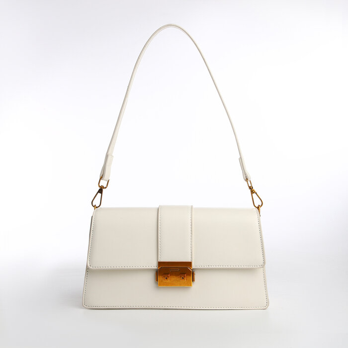 фото Сумка женская, 26*8,5*14. отд на клапане, 2 ремня, молочный