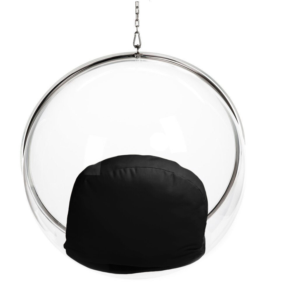 Кресло-шар подвесное Bubble Chair (Бабл) прозрачное, черные подушки - фотография № 5