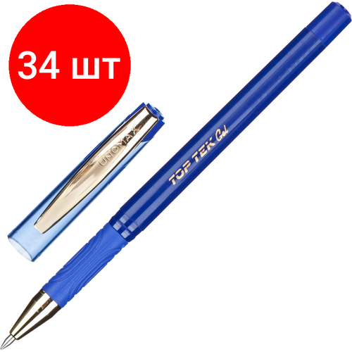 Комплект 34 штук, Ручка гелевая неавтомат. Unomax/Unimax TopTekGelGoldDC 0.5мм, син, манж