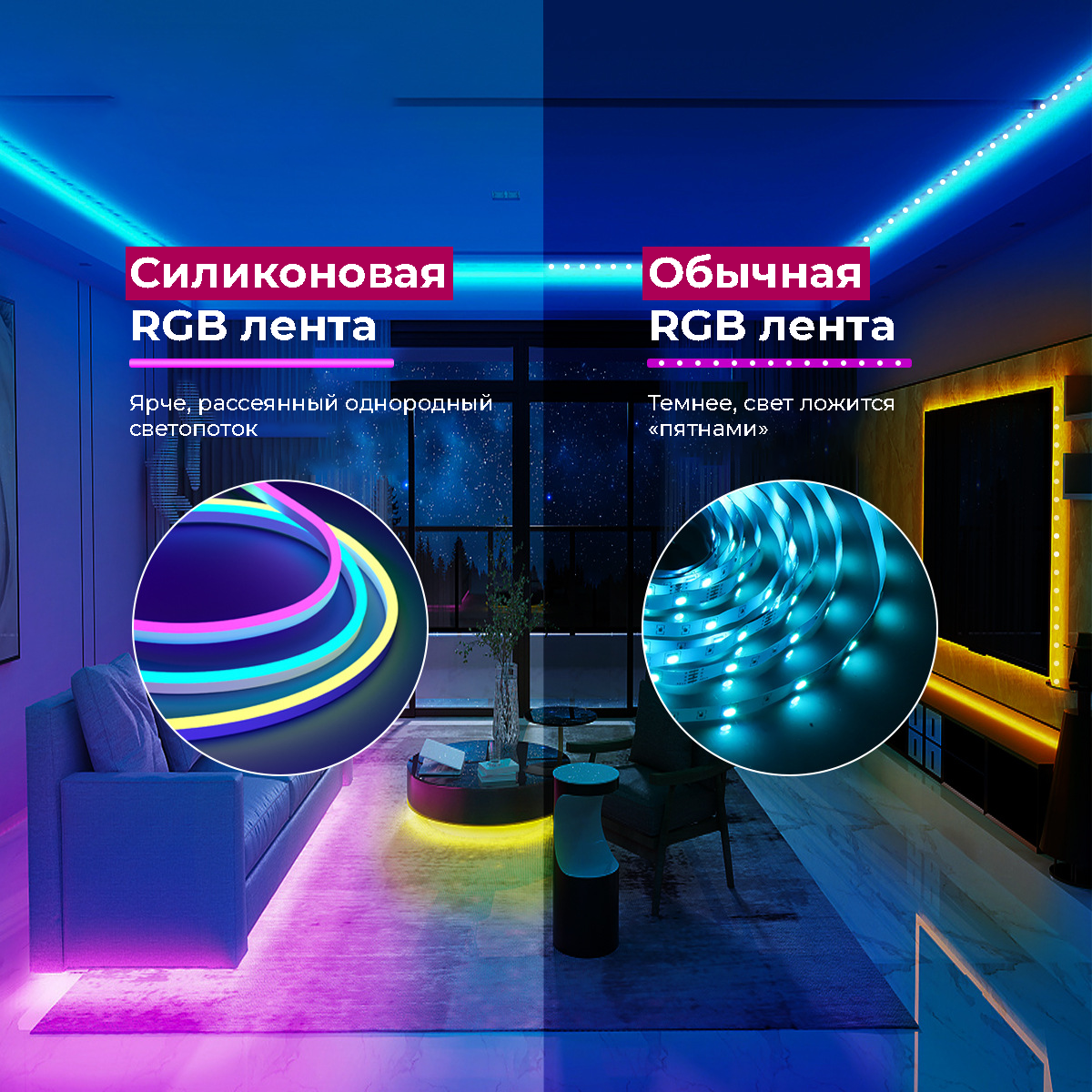 Неоновая светодиодная лента, RGB, Wi-Fi/Bluetooth, 5 метров - фотография № 3