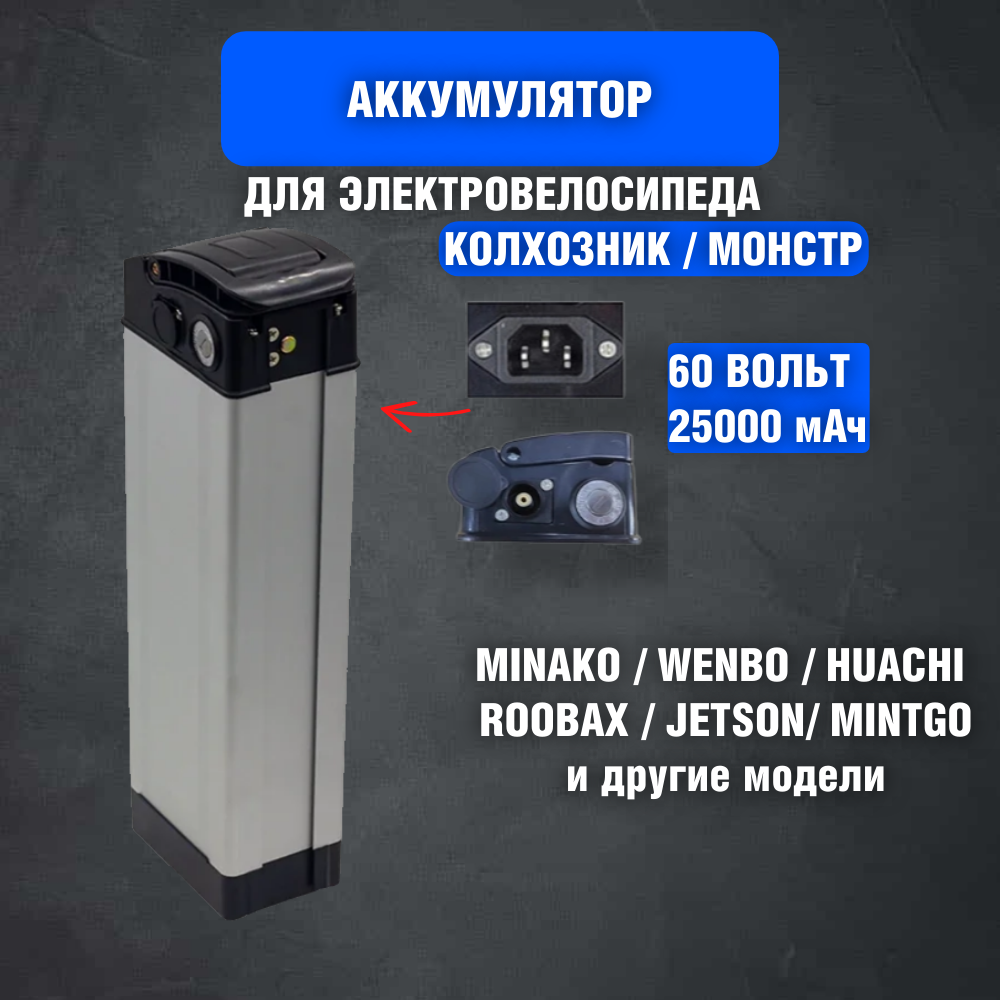 Зимний аккумулятор для электровелосипеда колхозник Монстр, Minako, Jetson и других 60v 25ah