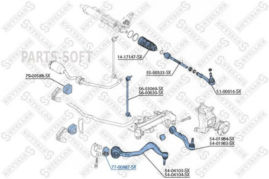 STELLOX 7700887SX 77-00887-SX_сайлентблок рычага пер. нижн. левый+правый!\ BMW E65/E66 01>