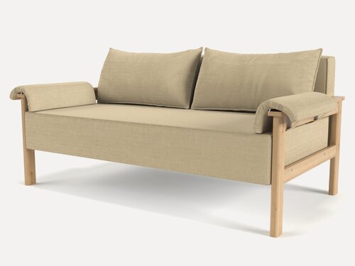 Изображение товара Диван садовый Soft Element Фавн Ivory, двухместный, деревянный, рогожка, современный стиль, на кухню, в офис, на дачу, для кафе и ресторанов