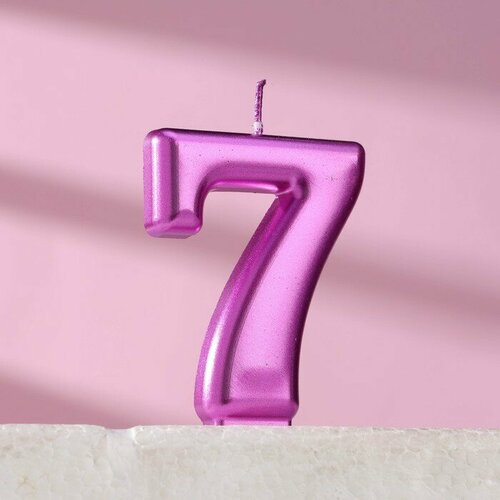SUI Свеча для торта Европейская гигант цифра 7 7 см фиолетовый металлик 278₽