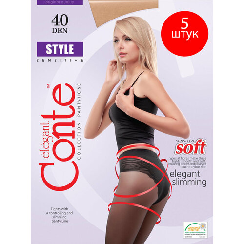 Колготки Conte Style, 90 den, 5 шт., размер 3, коричневый