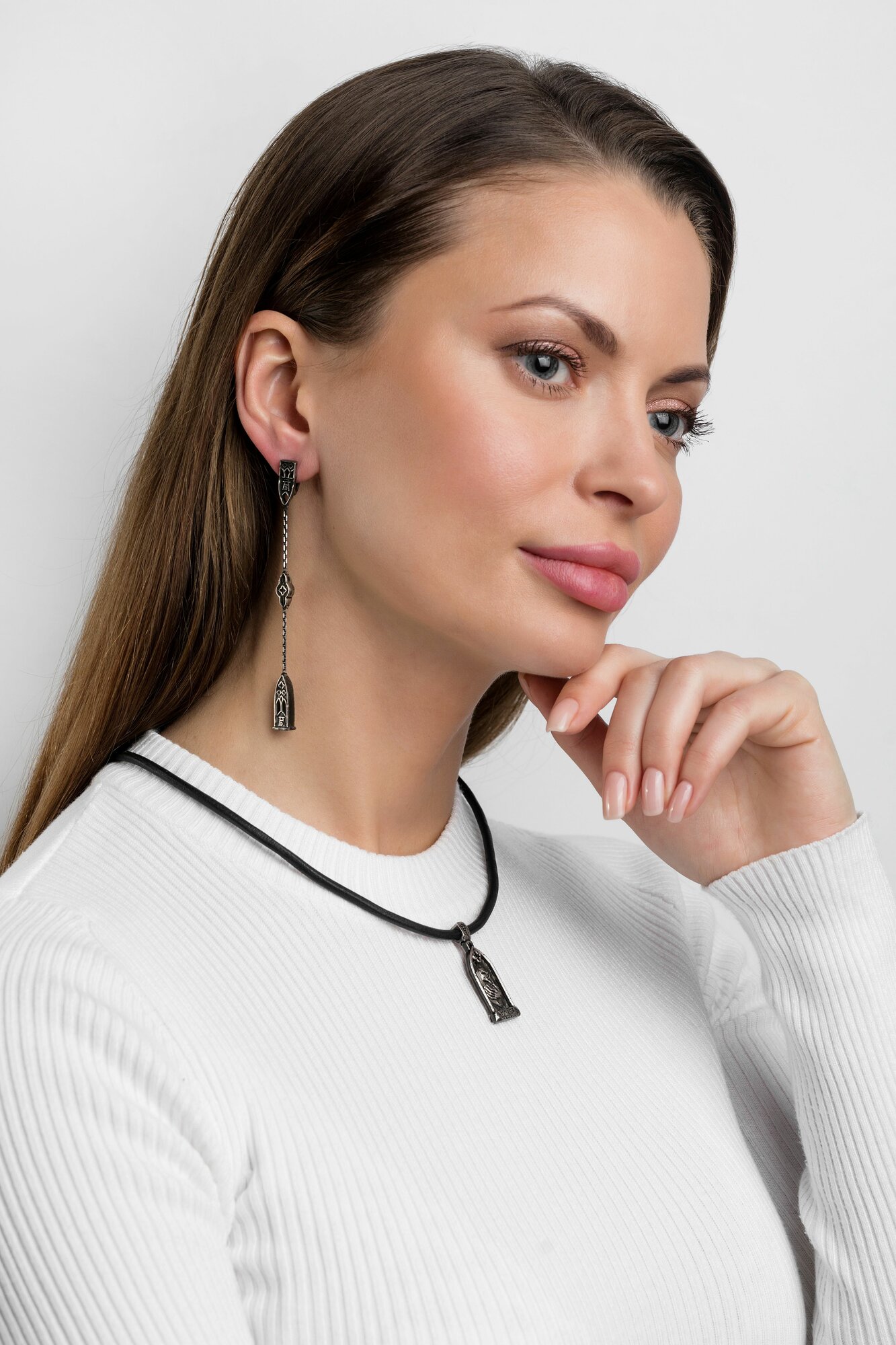 Моносерьга Thing Jewelry, серебро, 925 проба, родирование, чернение