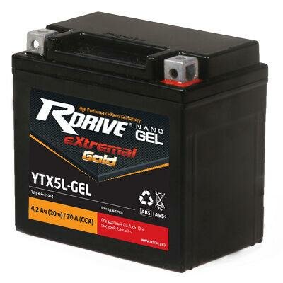 Аккумулятор RDrive eXtremal Gold NANO GEL 4Ач обратная полярность YTX5L-GEL