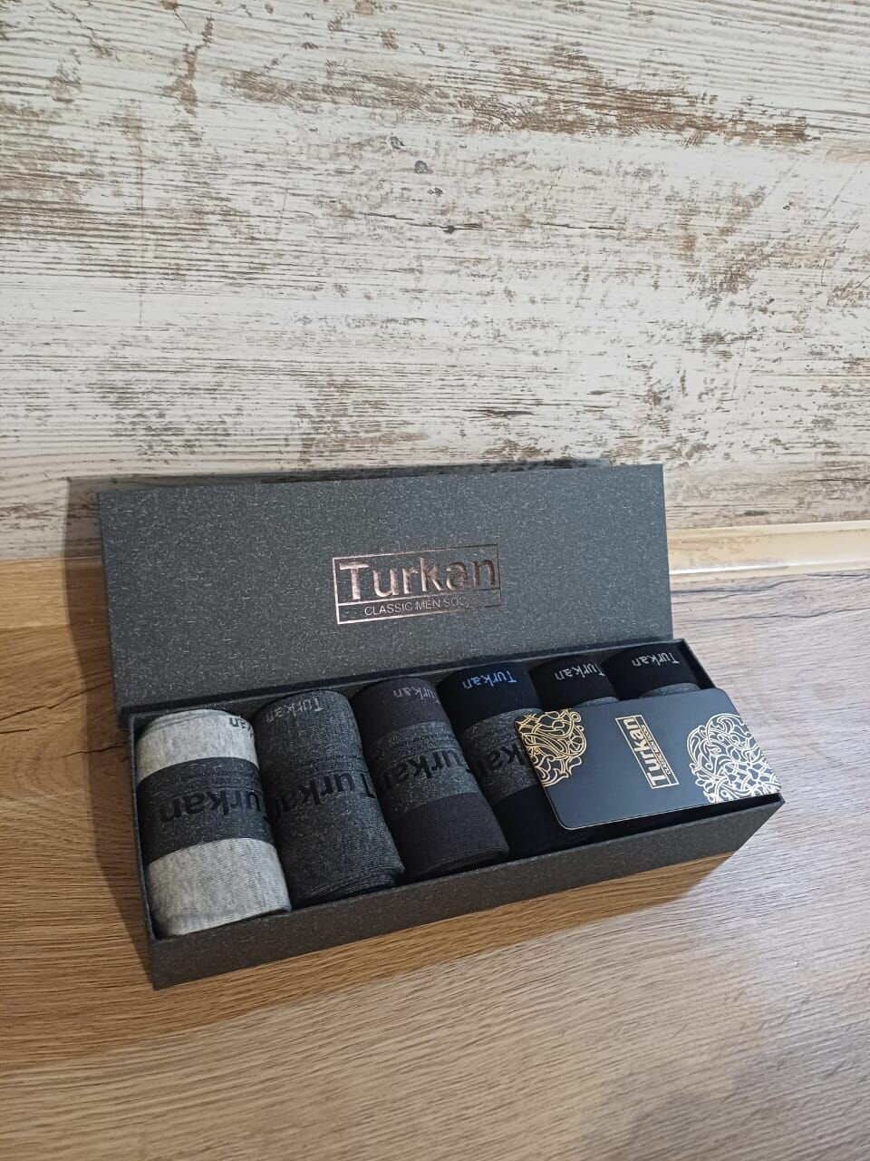 Носки Turkan Носки Turkan Туркан гифт, 6 пар, размер 41/47, серый, темно-серый, черный, синий