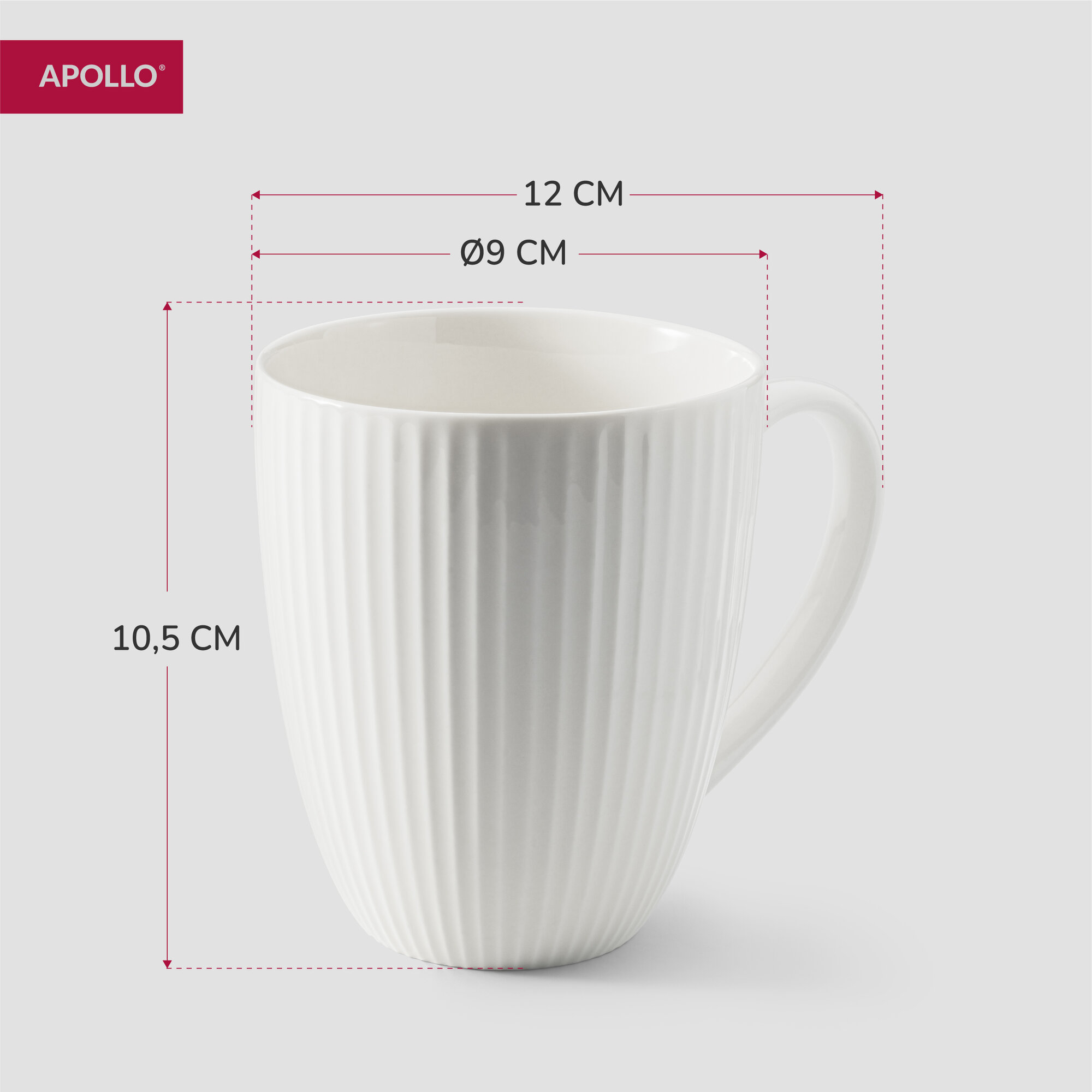 Кружка фарфоровая, набор чашек для чая и кофе Apollo "Raffinato" 420 мл, 2 предмета