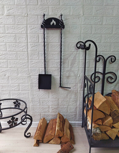 Изображение товара Кочерга и совок на подвесе, античное серебро