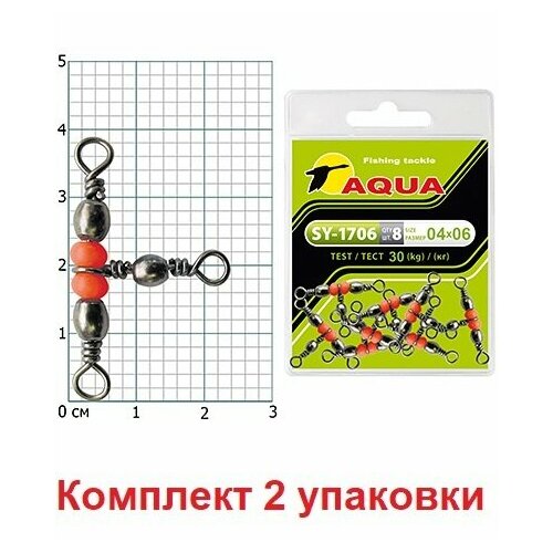 vertlyug aqua trojnoj sy 1706 1214 8 sht Вертлюг тройной для рыбалки AQUA SY-1706 №04*06 (2 упк. по 8 шт.)