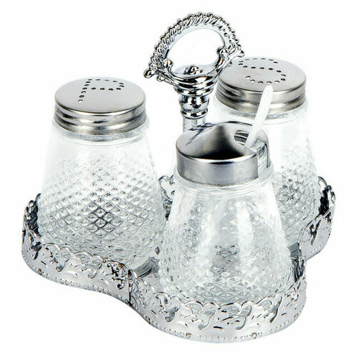 Набор для специй nouvelle daily 3 предмета на подставке стекло металл 1597₽