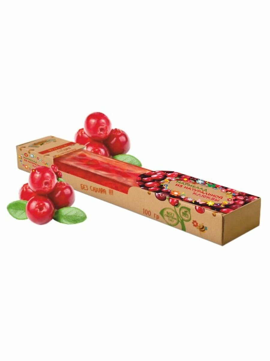 Мармелад с натуральными ягодами клюквы 100 гр, Любэль-эко