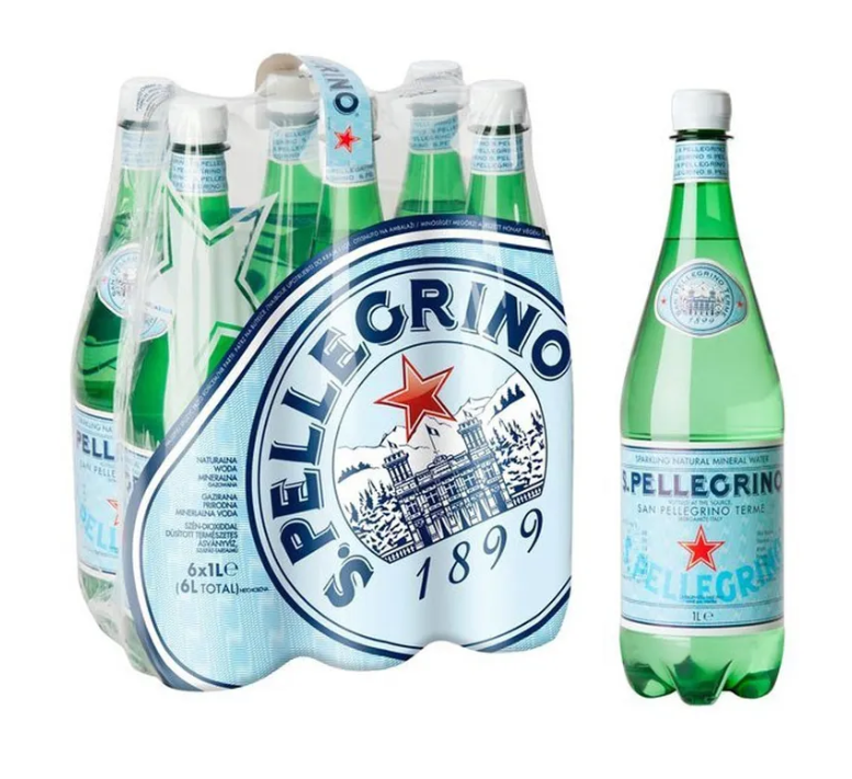 Вода минеральная San Pellegrino (Сан Пеллегрино) 6 шт. по 1.0 л, газированная, пэт