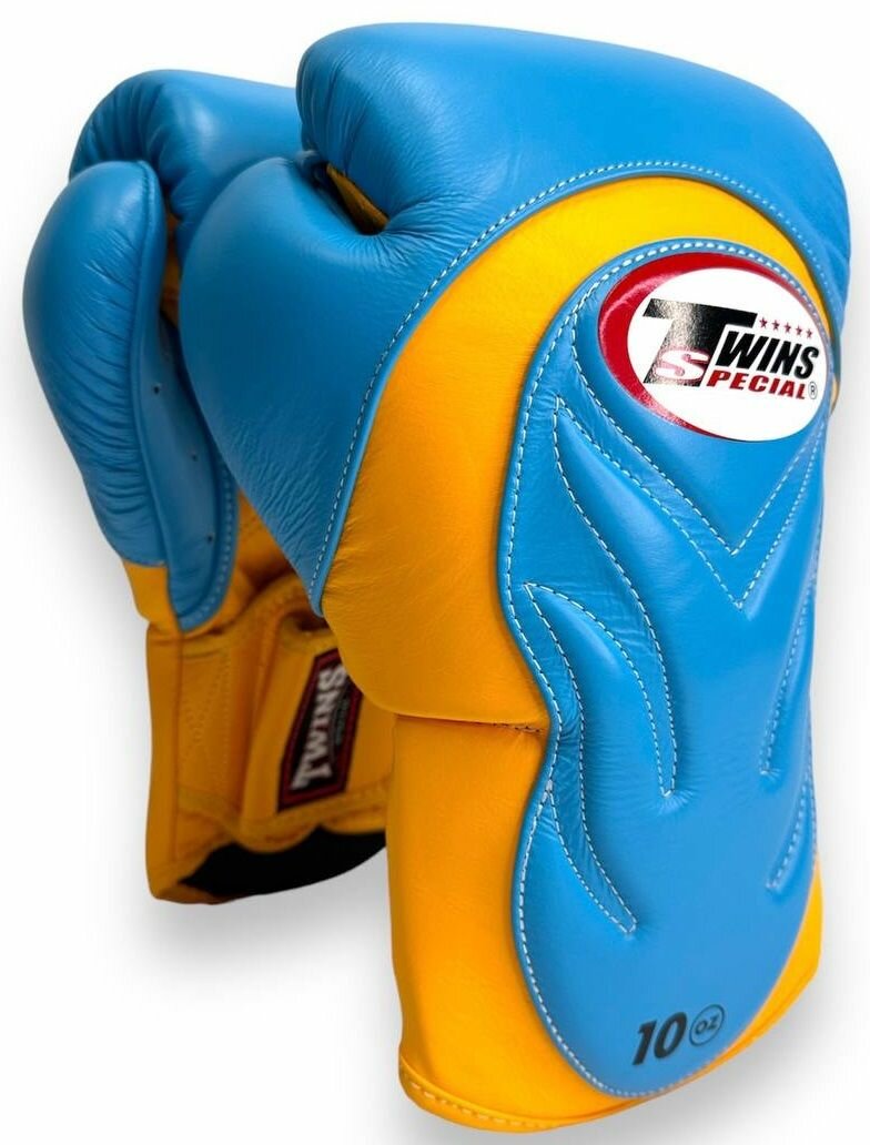Боксерские перчатки из Таиланда Twins Special BGVL6 yellow light blue 16 унций