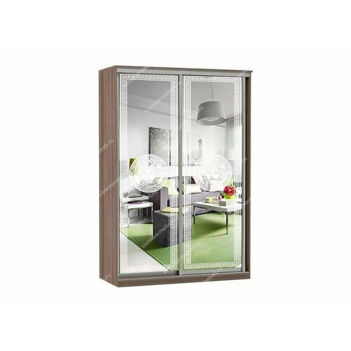 Шкаф купе Модерн 1190х450 2-х дверный зеркальный с пескоструем 1 шимо темный 63308₽